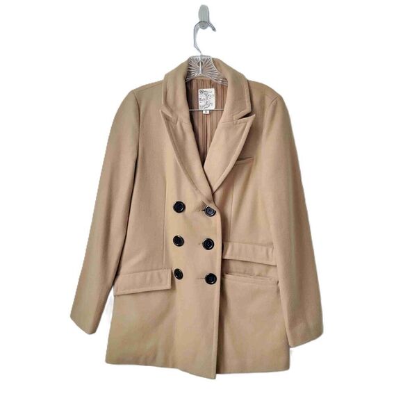 Tulle Womens Double Breasted Wool Blend Coat Notched Lapel Pockets Small - Picture 6 of 8